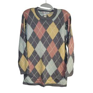 JH Collectibles Sweater Argyle Cashmere Merino Wool Blend L Vintage